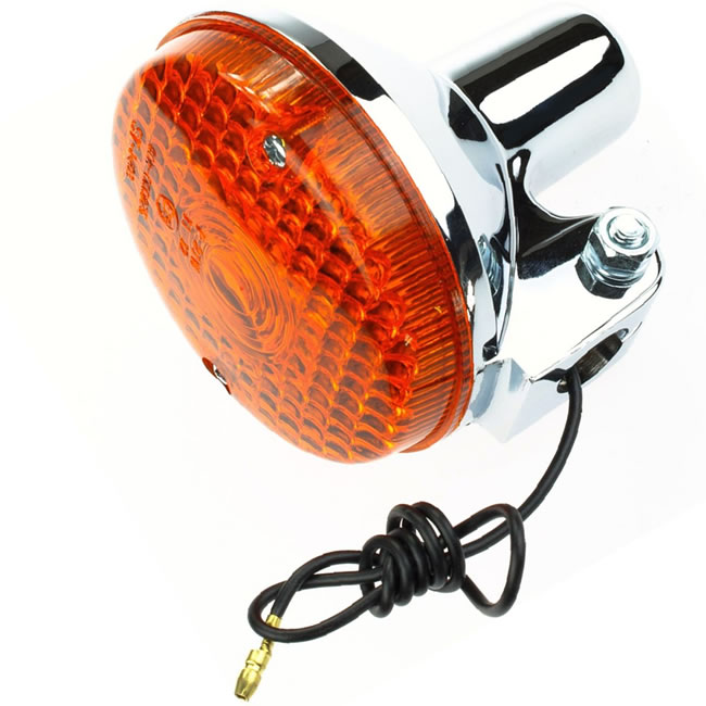 Chrome Round Indicator with Amber Lens - Motorcycle Products Ltd.