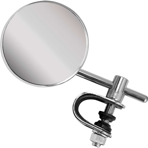 Chrome Round ClampOn Mirror with 3" Stem Motorcycle Products Ltd.