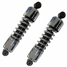 Chrome 300mm Pin + Pin Twin Open Harley Style Shock Absorbers