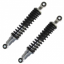 Chrome 300mm Pin + Pin Shock Absorbers & Black Springs upto 200cc