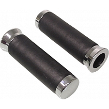 135mm Leather 1" Handlebar Grips with Chrome Ends