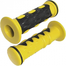Black 7/8" Finger Style Handlebar Grips with Yellow Inlay