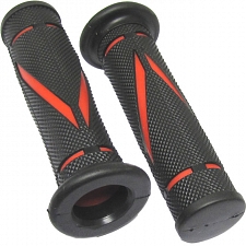 Black 7/8" Handlebar Grips with Red Cut-Out