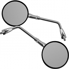 Chrome Round Mirrors with 10mm Thread Kawasaki Style Suits Others