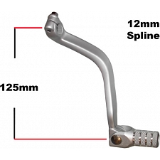 12mm x 125mm Alloy Gear Lever with Folding Toe Peg - 014104