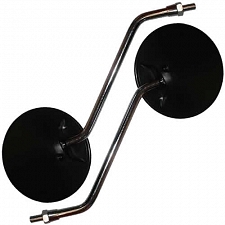 Black Round Yamaha Mirrors 8mm Thread & Chrome Stem
