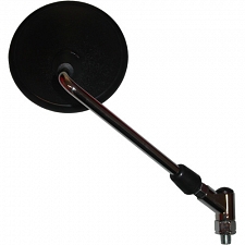 Right Hand Black Round Mirror with 10mm Left Hand Thread & Chrome Stem
