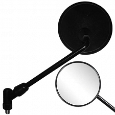 Left Hand Black Round Mirror with 10mm Thread - 011737