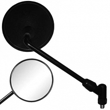 Right Hand Black Round Mirror with 10mm Left hand Thread - 011741