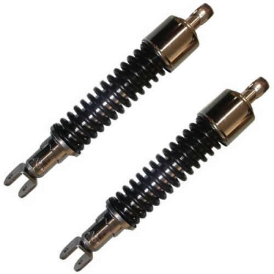 Chrome 320mm Pin + Fork Twin Shock Absorbers with Black Springs for up to 200cc