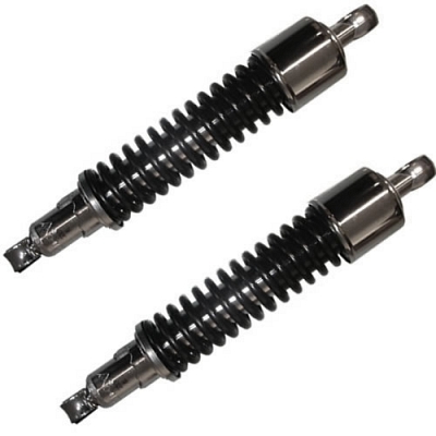 Chrome 320mm Pin + Pin Twin Shock Absorbers with Black Springs for up to 200cc