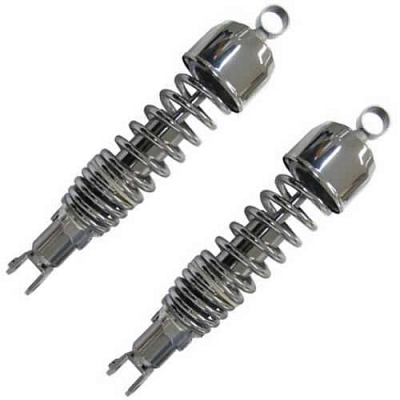 Chrome 335mm Pin + Fork Twin Shock Absorbers for up to 750cc