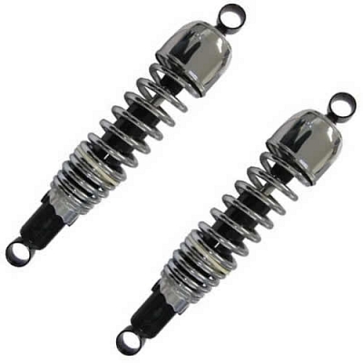 Chrome 335mm Pin + Pin Twin Shock Absorbers for 250cc to 1100cc