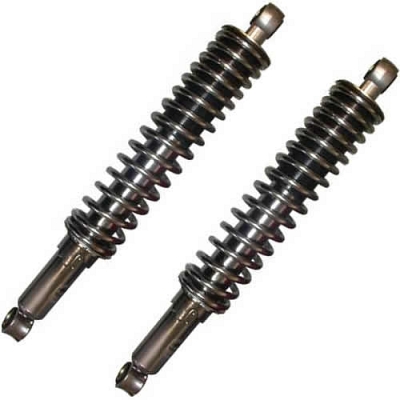 Chrome 345mm Pin + Pin Twin Shock Absorbers for up to 175cc