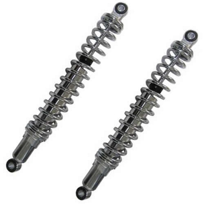 Chrome 400mm Pin + Pin Twin Shock Absorbers for up to 200cc