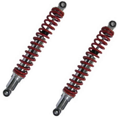 Red 400mm Pin + Pin Twin Shock Absorbers for up to 200cc