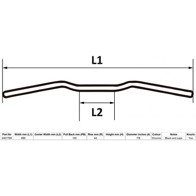 Chrome 7/8" Handlebars with 1.75" Rise Honda CB400/4