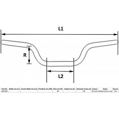 Chrome 7/8" Handlebars with 3.30" Rise