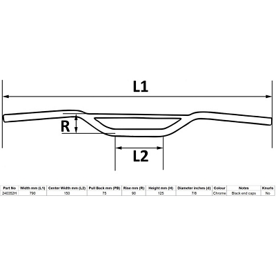 Chrome 7/8" Trail Style Handlebars with 3.5" Rise