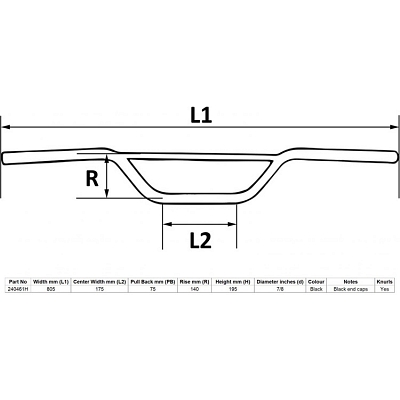 Black 7/8" Trail Style Handlebars with 4.5" Rise