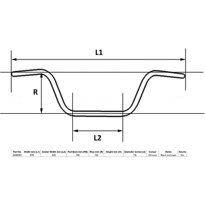Hendler Chrome 7/8" Western Style Handlebars with 6" Rise