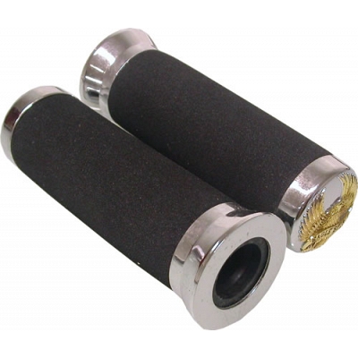 Foam 7/8" Handlebar Grips with Chrome Gold Eagle End Caps