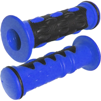 Black 7/8" Finger Style Handlebar Grips with Blue Inlay