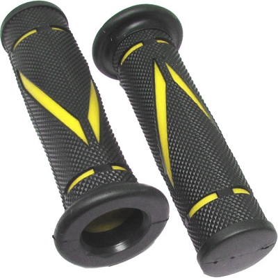 Black 7/8" Handlebar Grips with Yellow Cut-Out