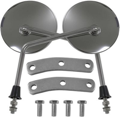 Chrome Round Mirrors with 10mm Thread Vespa PX125 1993-2008