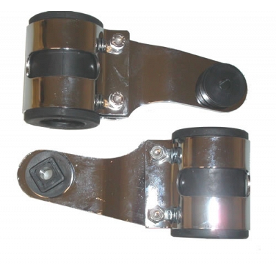 Chrome Headlight Brackets with Rubbers for 37mm to 40mm Forks