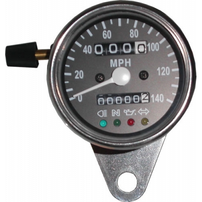 Chrome 60mm MPH Mini Speedo with Luminous Black Face
