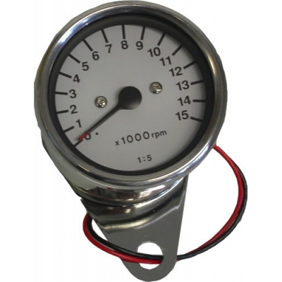 Stainless Steel 60mm 1:5 Mini Tacho with White Face