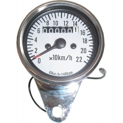Chrome 60mm KMH Mini Speedo with White Face