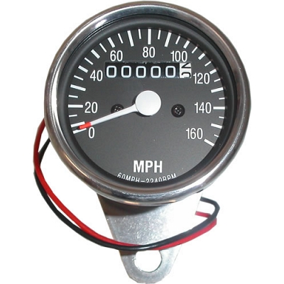 Chrome 60mm MPH Mini Speedo with Black Face