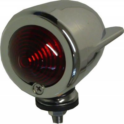 50mm Chrome Winged Original Style Bullet Light with Red Lens
