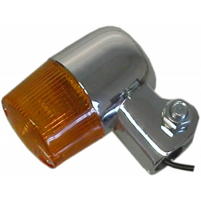 Chrome 35mm Round Indicator with 21mm Stem & Amber Lens