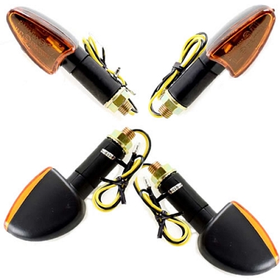 Spear Shaped Black Mini Indicators With Amber Lens