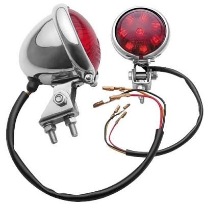 LED Chrome Mini Bates Style Rear Light