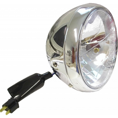 7" Round Chrome Side-Mounted Headlight with Clear Glass - 018419