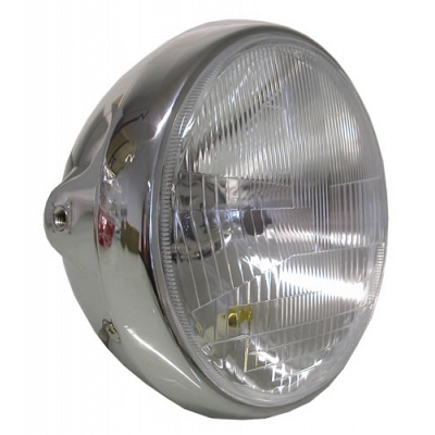 7" Round Chrome Side-Mounted Headlight with Bowl Back
