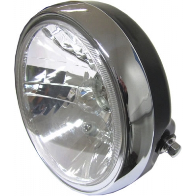 7" Round Chrome Side-Mounted Headlight with Clear Glass - 018418