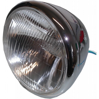 7" Round Chrome Bottom-Mounted Headlight Bates Type