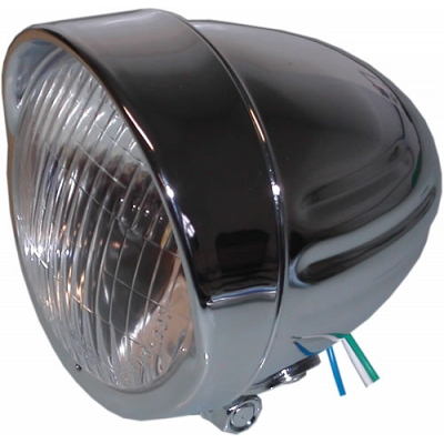 4.5" Round Chrome Bottom-Mounted Grooved Bates Headlight
