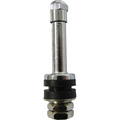8mm x 35mm Chrome Tubeless Tyre Valves with Nuts Inside