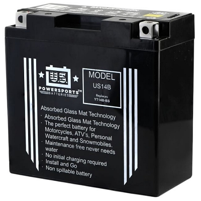 US Powersports US14B AGM Sealed Battery YT14B-4 YT14B-BS ET14B-BS