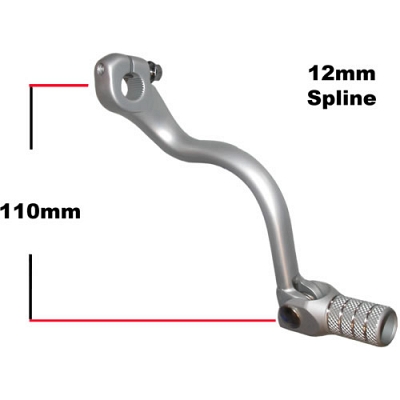 12mm x 110mm Alloy Gear Lever with Folding Toe Peg - 014095