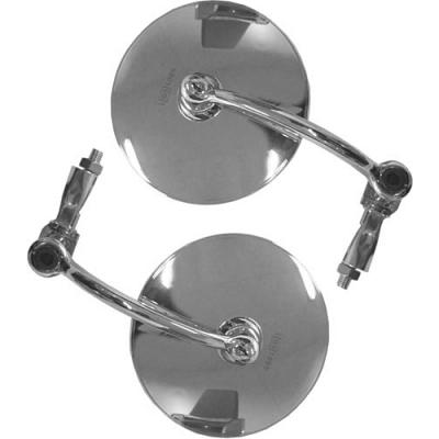 Chrome Round Bar-End Mirrors (Pair Left & Right)