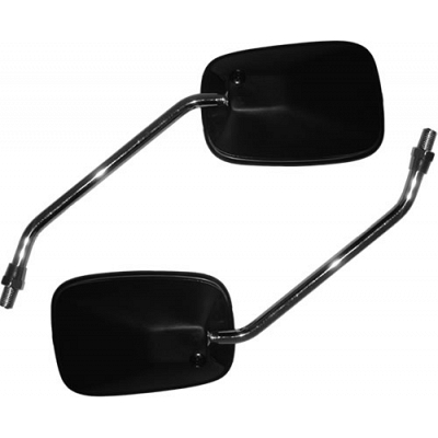 Black Rectangle Mirrors with 10mm Thread & Chrome Stem