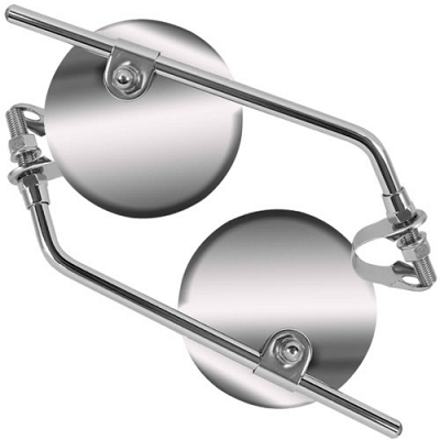 Chrome Round Clamp-On Mirrors with 10mm Thread 195mm Stem