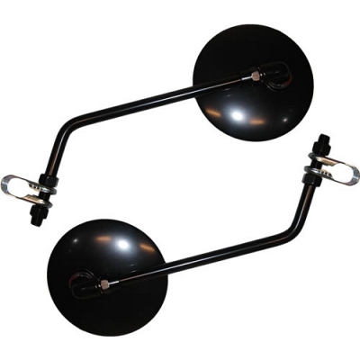 Black Round Clamp-On Mirrors with 10mm Thread 180mm Stem